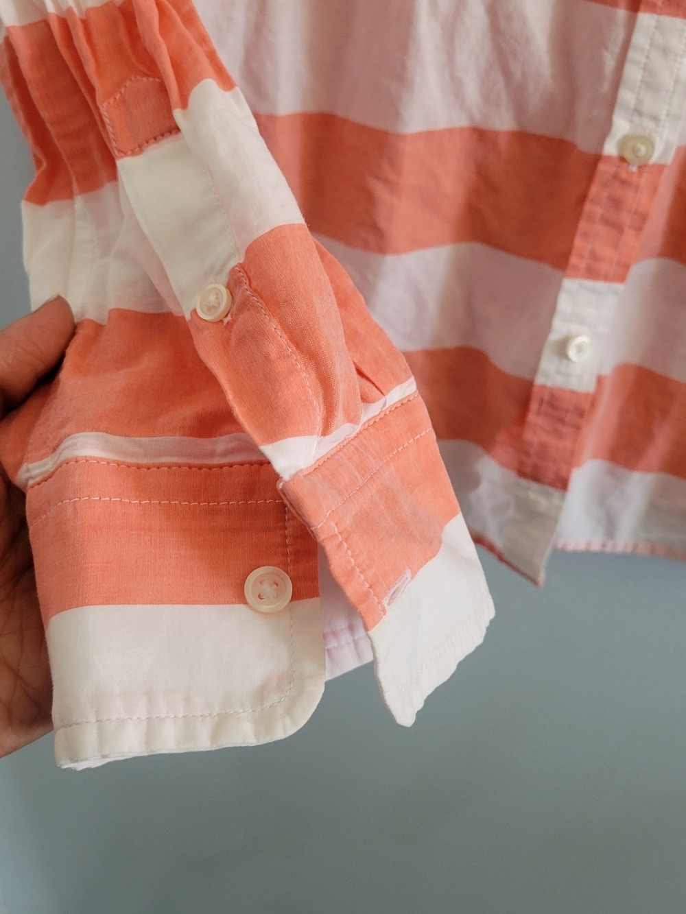 BANANA REPUBLIC Soft Wash Striped Button Up Shirt 100% Cotton Size XL Summer - Picture 4 of 10